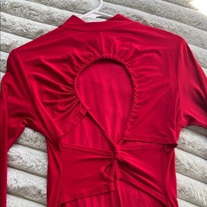 PrettyLittleThing Vibrant Red Backless Dress